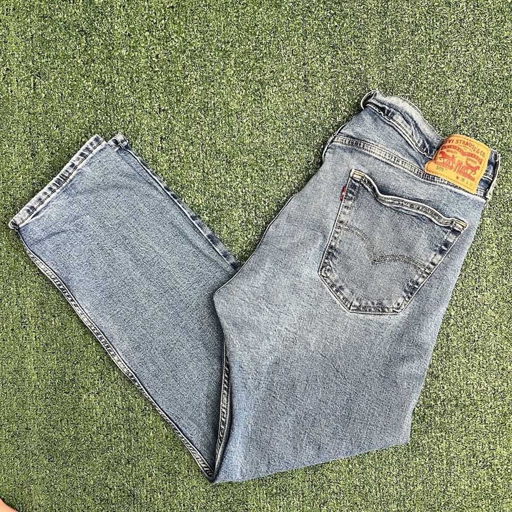 Levi's 505 Jeans Mens 36x30 Blue Denim Regular Fit Straight Stretch Classic